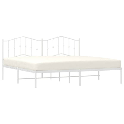 Bettgestell mit Kopfteil Metall Weiß 193x203 cm