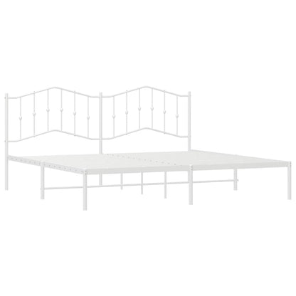Bettgestell mit Kopfteil Metall Weiß 193x203 cm