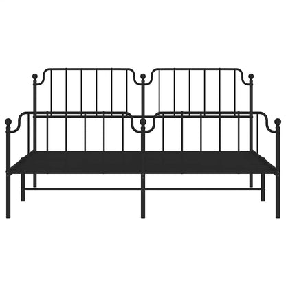 Bettgestell mit Kopf- und Fußteil Metall Schwarz 183x213 cm