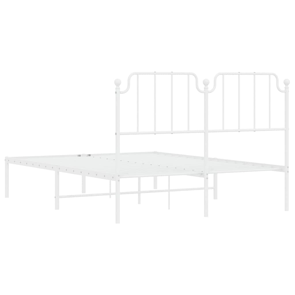 Bettgestell mit Kopfteil Metall Weiß 135x190 cm