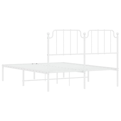 Bettgestell mit Kopfteil Metall Weiß 135x190 cm