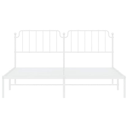 Bettgestell mit Kopfteil Metall Weiß 183x213 cm