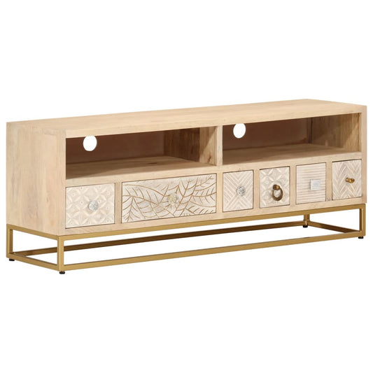 TV-Schrank 110x30x40 cm Massivholz Mango und Eisen - Pazzar.ch