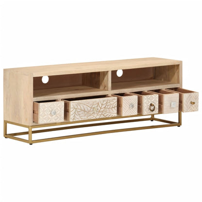 TV-Schrank 110x30x40 cm Massivholz Mango und Eisen - Pazzar.ch