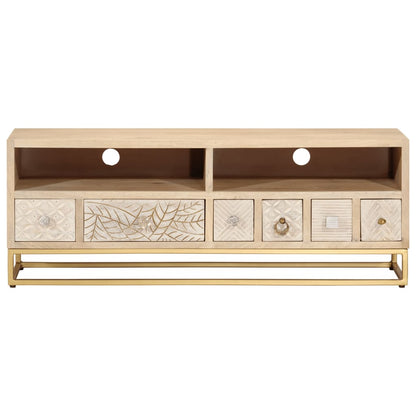 TV-Schrank 110x30x40 cm Massivholz Mango und Eisen - Pazzar.ch