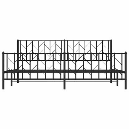 Bettgestell mit Kopf- und Fußteil Metall Schwarz 193x203 cm