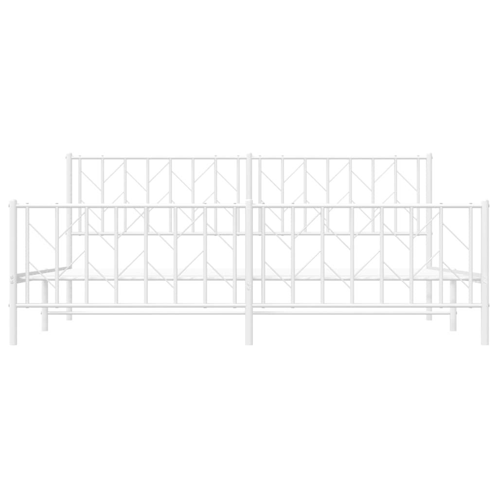 Bettgestell mit Kopf- und Fußteil Metall Weiß 193x203 cm