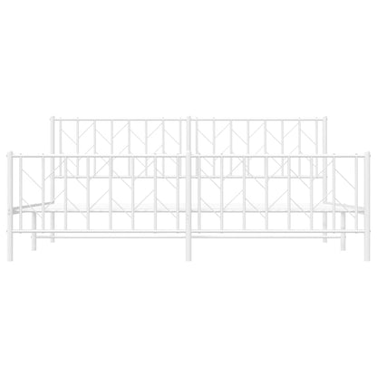 Bettgestell mit Kopf- und Fußteil Metall Weiß 193x203 cm