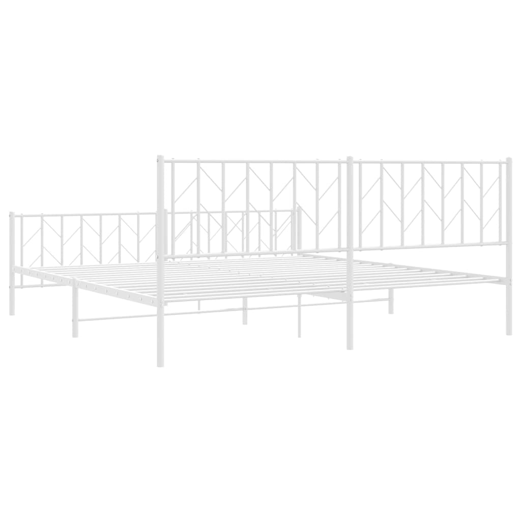 Bettgestell mit Kopf- und Fußteil Metall Weiß 193x203 cm