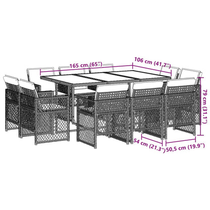 11-tlg. Garten-Essgruppe mit Kissen Beigemischung Poly Rattan - Pazzar.ch