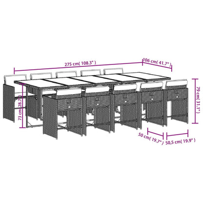 11-tlg. Garten-Essgruppe mit Kissen Braun Poly Rattan - Pazzar.ch