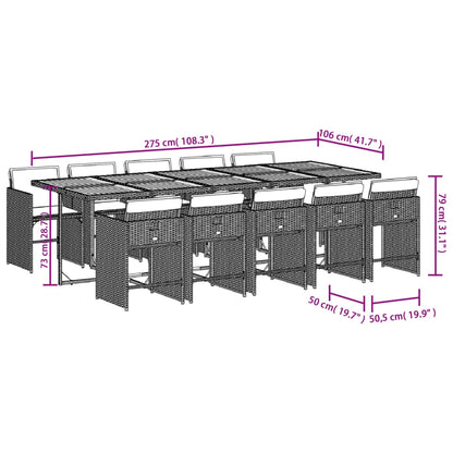 11-tlg. Garten-Essgruppe mit Kissen Schwarz Poly Rattan - Pazzar.ch