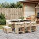 11-tlg. Garten-Essgruppe mit Kissen Beige Poly Rattan