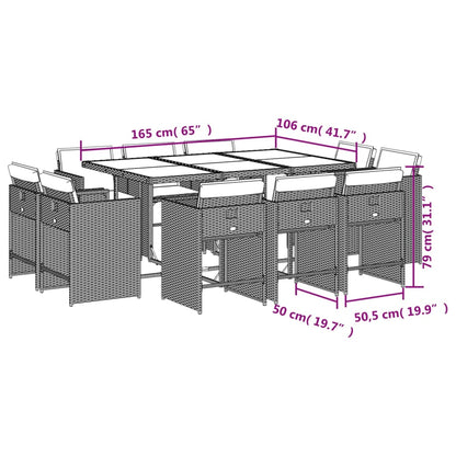 11-tlg. Garten-Essgruppe mit Kissen Beigemischung Poly Rattan - Pazzar.ch