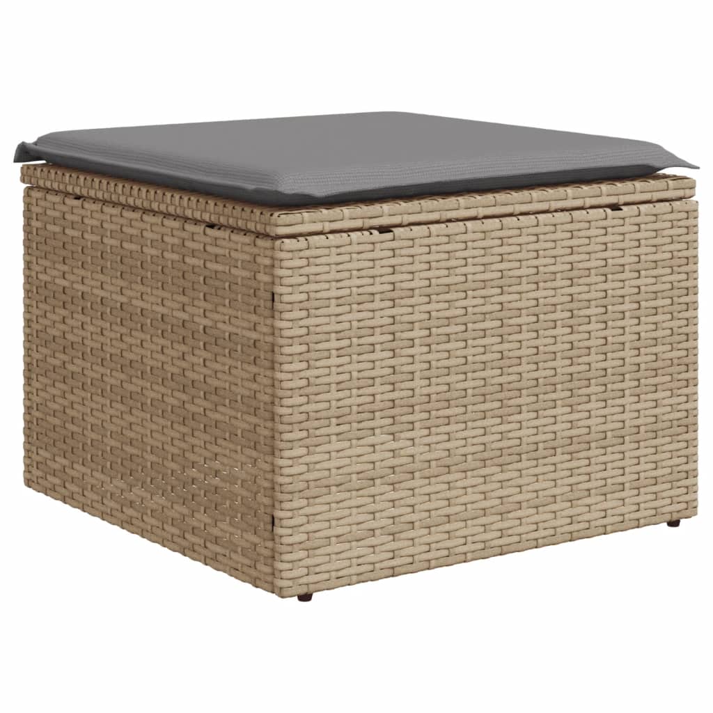 Gartenhocker mit Kissen Beige 55x55x37 cm Poly Rattan - Pazzar.ch