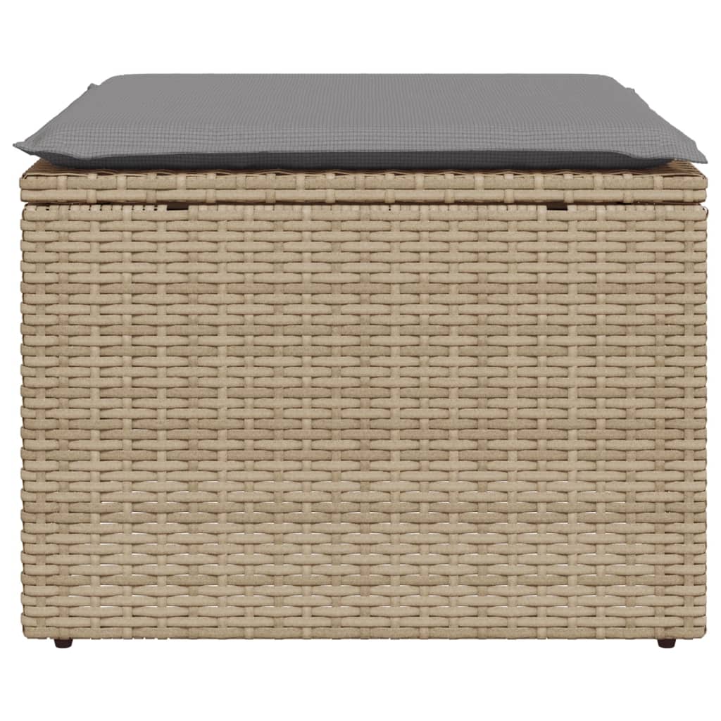 Gartenhocker mit Kissen Beige 55x55x37 cm Poly Rattan - Pazzar.ch