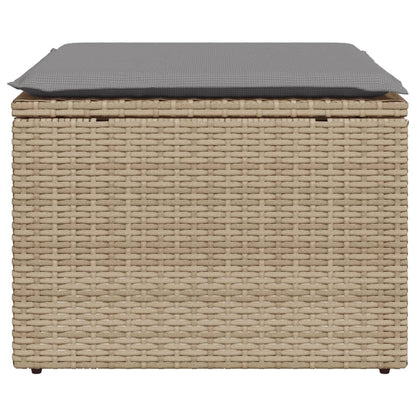 Gartenhocker mit Kissen Beige 55x55x37 cm Poly Rattan - Pazzar.ch