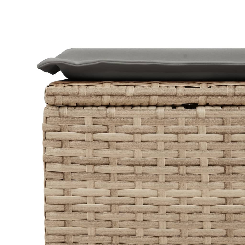 Gartenhocker mit Kissen Beige 55x55x37 cm Poly Rattan - Pazzar.ch