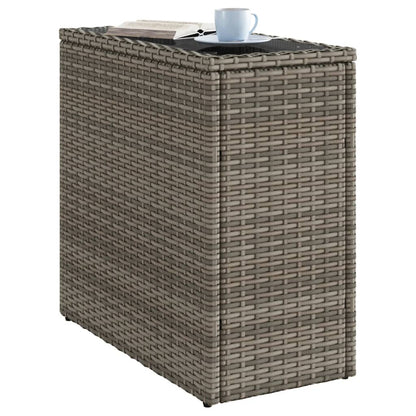 Garten-Beistelltisch mit Glasplatte Grau 58x27,5x55 cm Rattan - Pazzar.ch