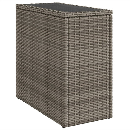 Garten-Beistelltisch mit Glasplatte Grau 58x27,5x55 cm Rattan - Pazzar.ch