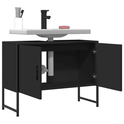 Waschbeckenunterschrank Schwarz 80x33x60 cm Holzwerkstoff - Pazzar.ch