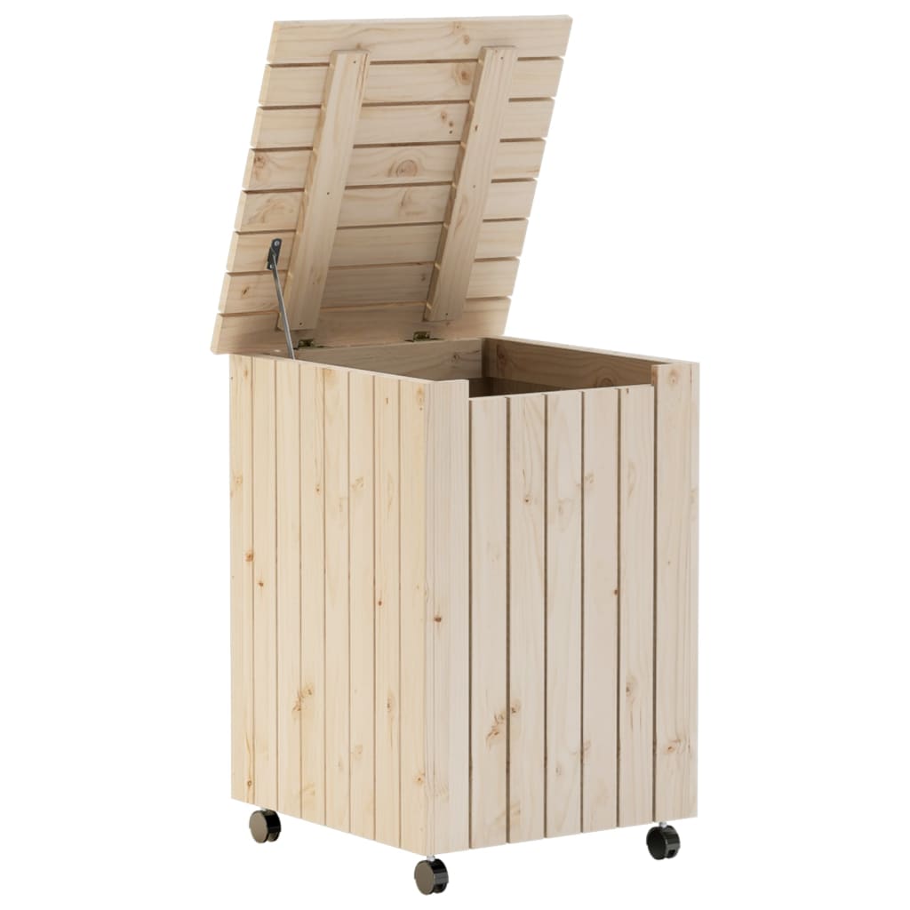 Wäschekorb mit Rollen RANA 45x45x64 cm Massivholz Kiefer - Pazzar.ch
