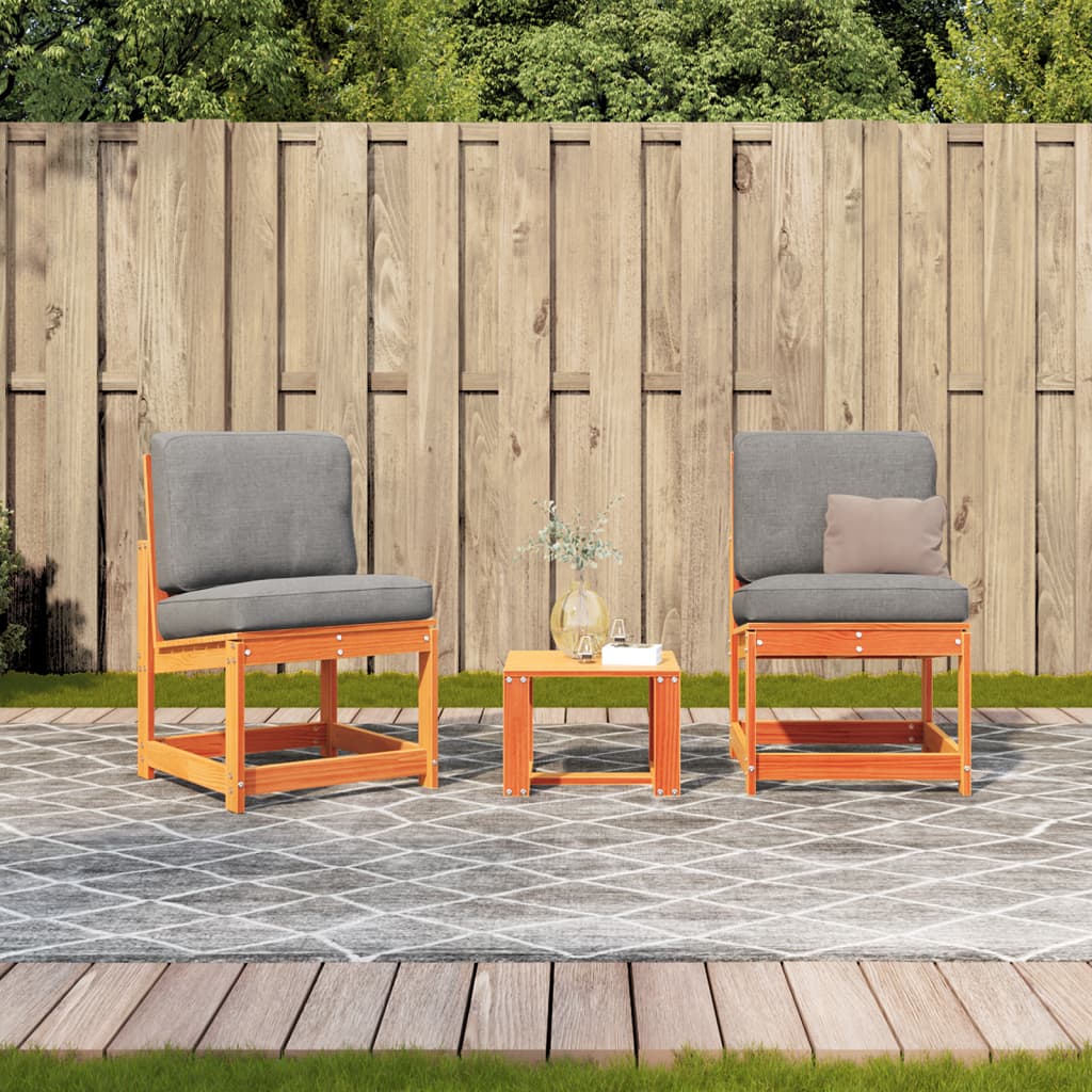 3-tlg. Garten-Lounge-Set Wachsbraun Massivholz Kiefer - Pazzar.ch