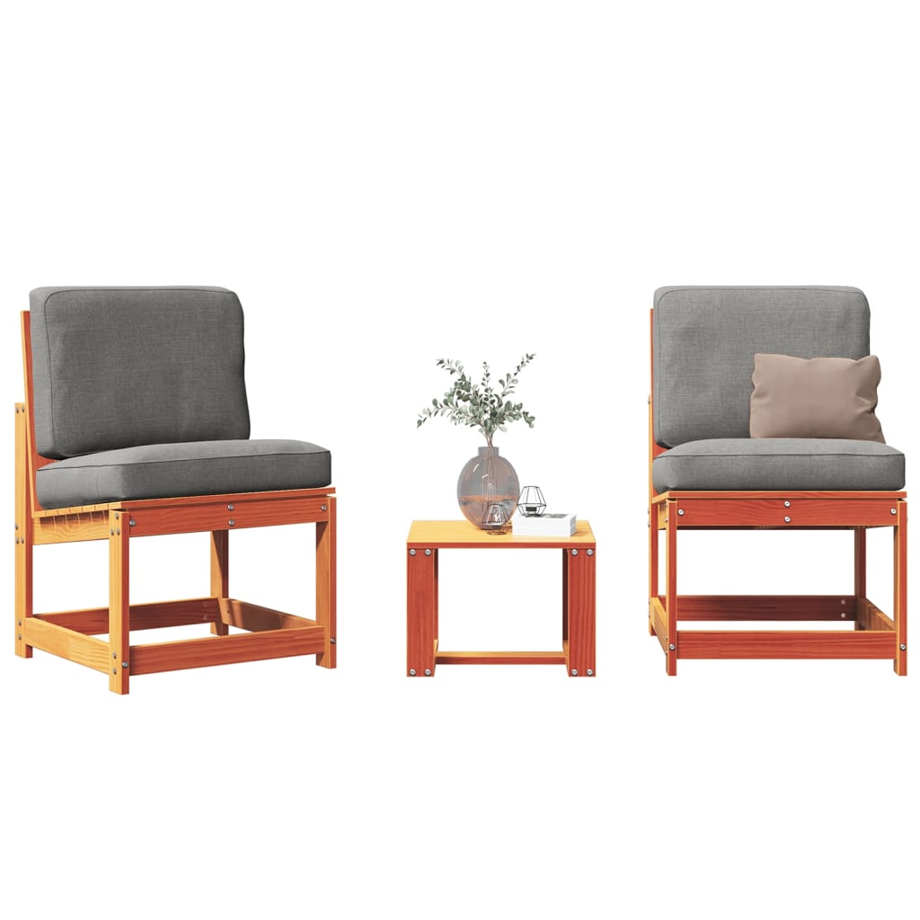3-tlg. Garten-Lounge-Set Wachsbraun Massivholz Kiefer - Pazzar.ch