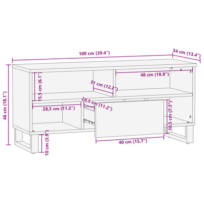 TV-Schrank 100x34x46 cm Raues Massives Mangoholz - Pazzar.ch
