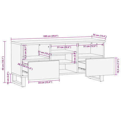 TV-Schrank 100x34x46 cm Massivholz Mango - Pazzar.ch
