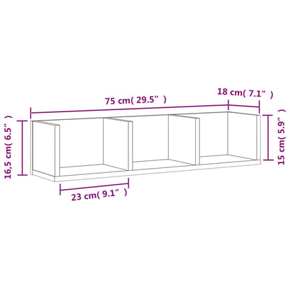 Wandschrank Schwarz 75x18x16,5 cm Holzwerkstoff - Pazzar.ch