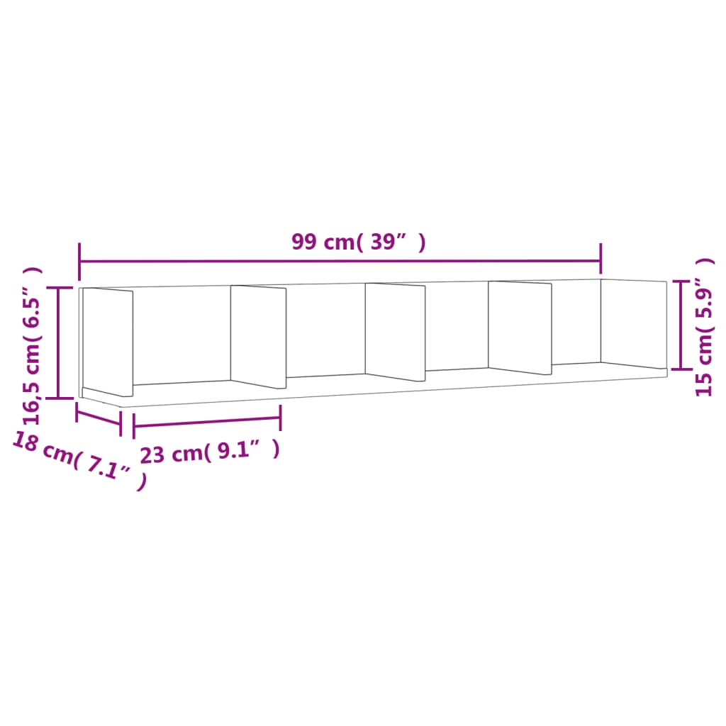 Wandschrank Schwarz 99x18x16,5 cm Holzwerkstoff - Pazzar.ch