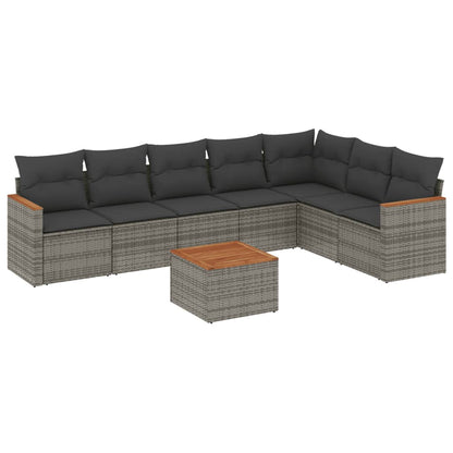 8-tlg. Garten-Sofagarnitur mit Kissen Grau Poly Rattan - Pazzar.ch