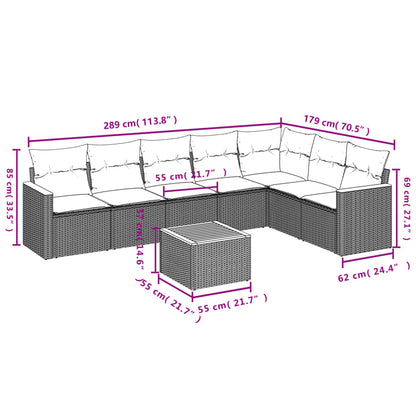 8-tlg. Garten-Sofagarnitur mit Kissen Grau Poly Rattan - Pazzar.ch