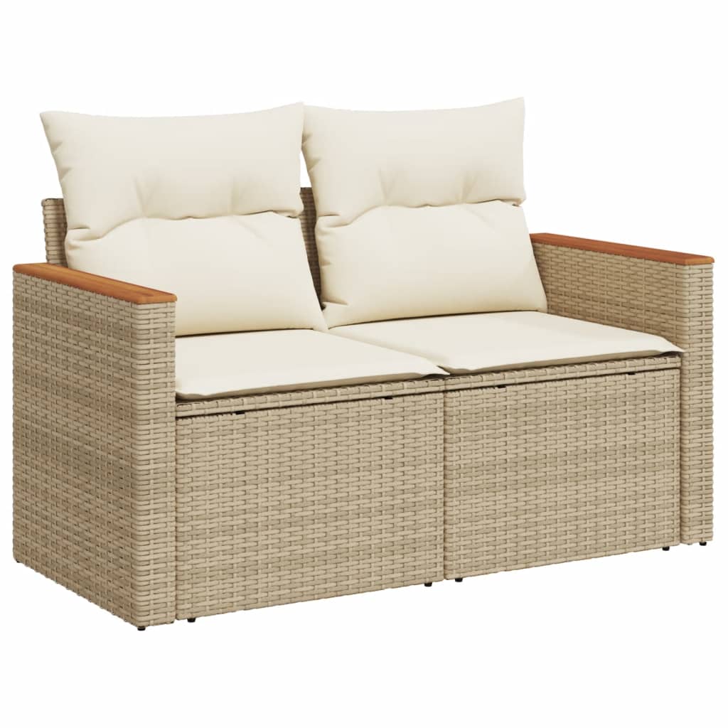 10-tlg. Garten-Sofagarnitur mit Kissen Beige Poly Rattan - Pazzar.ch