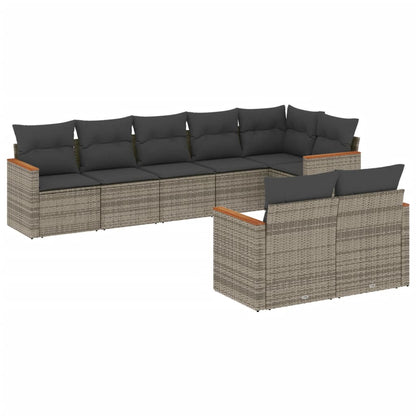 8-tlg. Garten-Sofagarnitur mit Kissen Grau Poly Rattan - Pazzar.ch