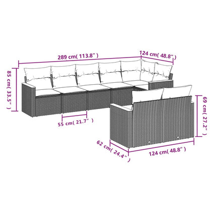 8-tlg. Garten-Sofagarnitur mit Kissen Grau Poly Rattan - Pazzar.ch