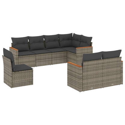 8-tlg. Garten-Sofagarnitur mit Kissen Grau Poly Rattan - Pazzar.ch