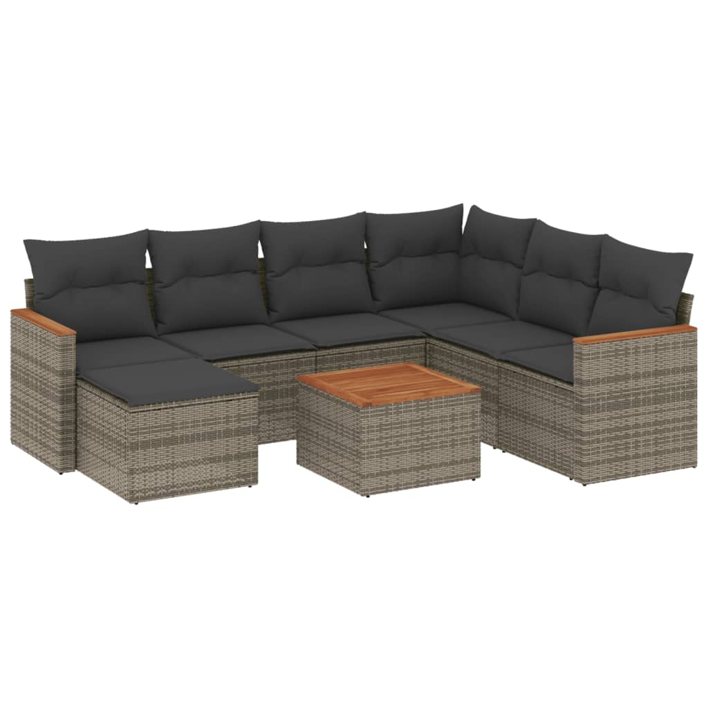 8-tlg. Garten-Sofagarnitur mit Kissen Grau Poly Rattan - Pazzar.ch