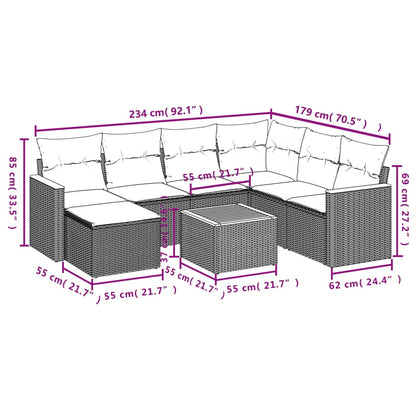 8-tlg. Garten-Sofagarnitur mit Kissen Grau Poly Rattan - Pazzar.ch
