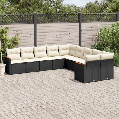 10-tlg. Garten-Sofagarnitur mit Kissen Schwarz Poly Rattan - Pazzar.ch