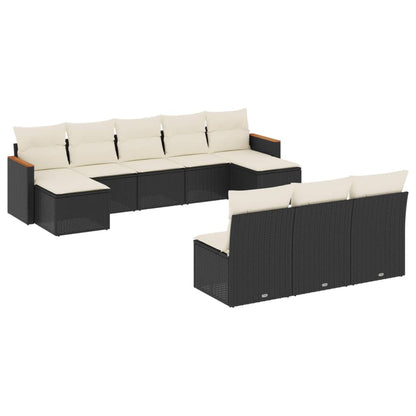 10-tlg. Garten-Sofagarnitur mit Kissen Schwarz Poly Rattan - Pazzar.ch