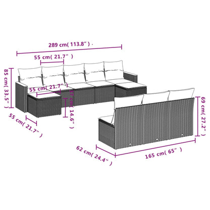 10-tlg. Garten-Sofagarnitur mit Kissen Beige Poly Rattan - Pazzar.ch