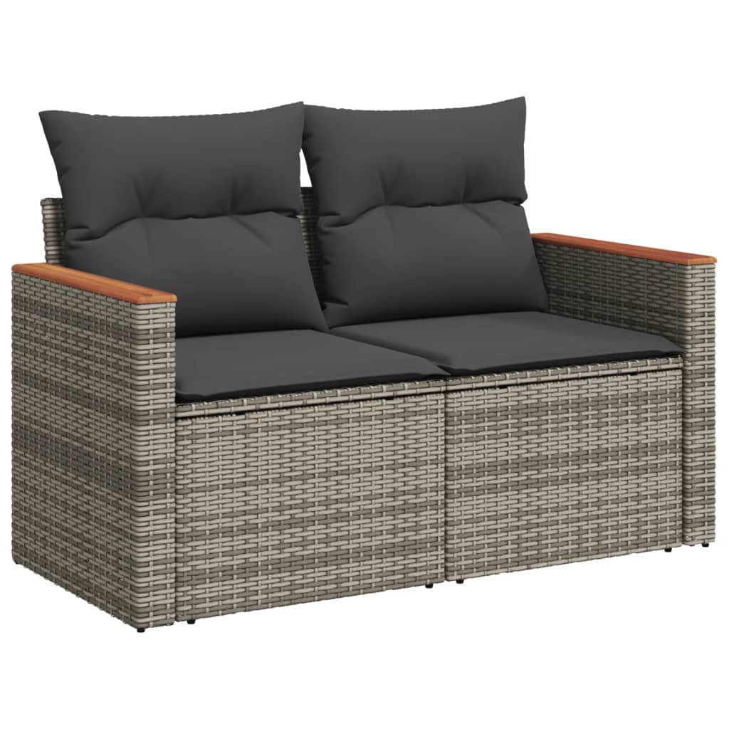 10-tlg. Garten-Sofagarnitur mit Kissen Grau Poly Rattan - Pazzar.ch