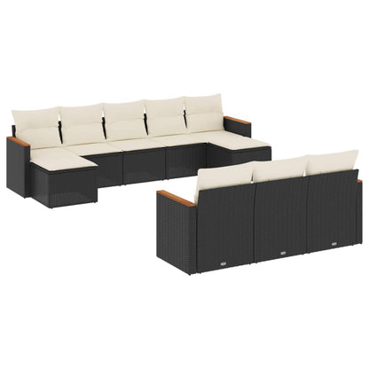 10-tlg. Garten-Sofagarnitur mit Kissen Schwarz Poly Rattan - Pazzar.ch