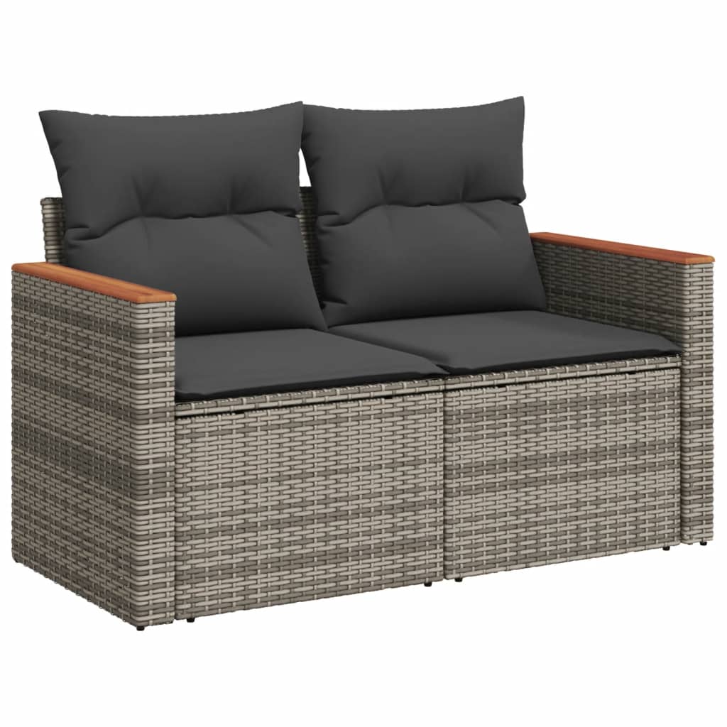 10-tlg. Garten-Sofagarnitur mit Kissen Grau Poly Rattan - Pazzar.ch