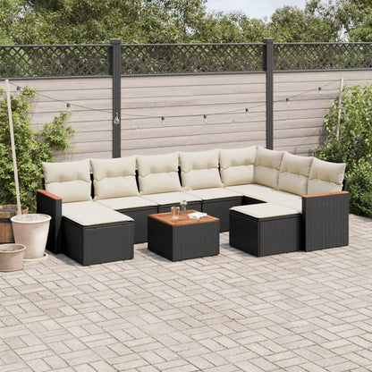 10-tlg. Garten-Sofagarnitur mit Kissen Schwarz Poly Rattan - Pazzar.ch