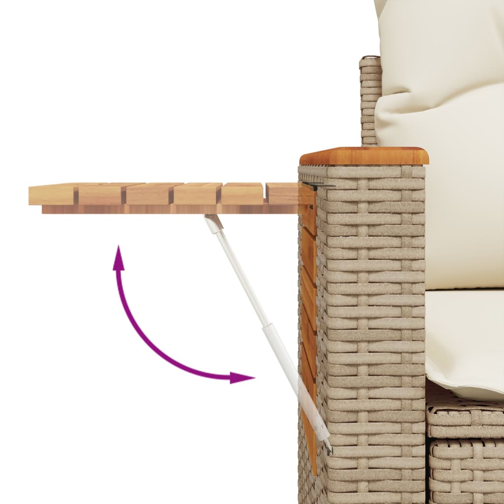 5-tlg. Garten-Sofagarnitur mit Kissen Beige Poly Rattan - Pazzar.ch