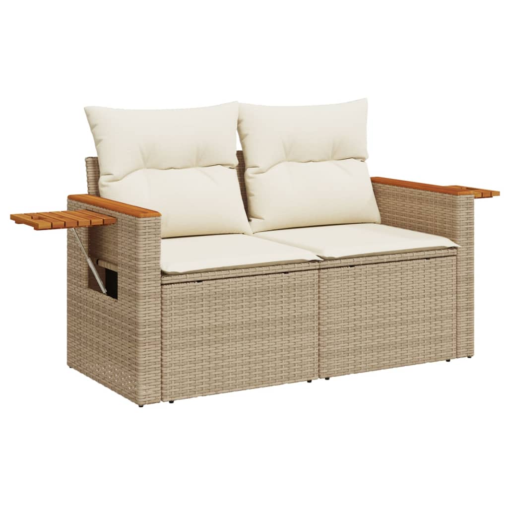 5-tlg. Garten-Sofagarnitur mit Kissen Beige Poly Rattan - Pazzar.ch