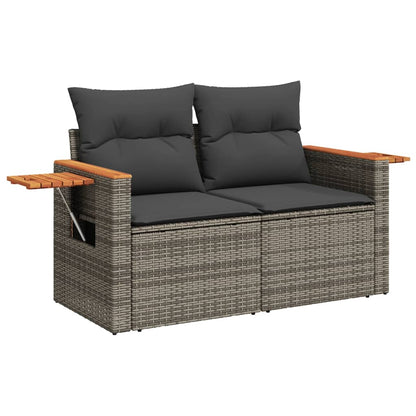8-tlg. Garten-Sofagarnitur mit Kissen Grau Poly Rattan - Pazzar.ch